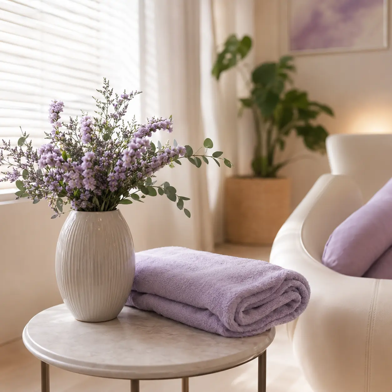 Warme Lavendel-Details als Beispiel für die gewünschte Studioatmosphäre