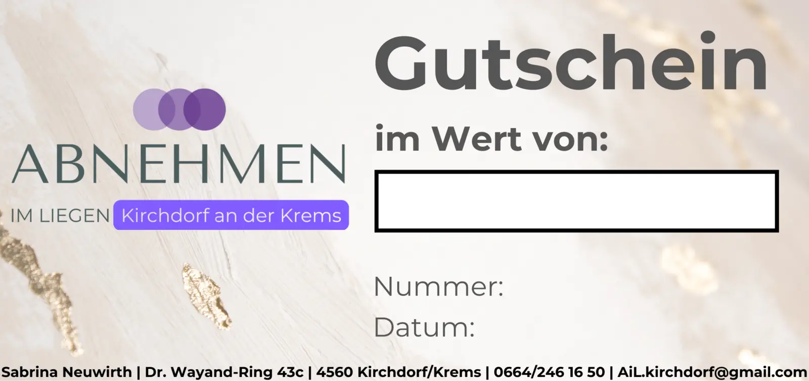 Gutscheinvorlage von Abnehmen im Liegen Kirchdorf