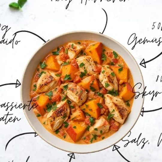 Cremige Kürbis-Hähnchen-Pfanne