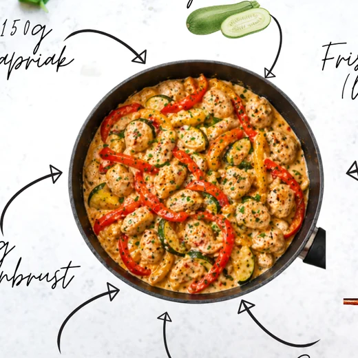 Cremige Paprika-Hähnchen-Pfanne
