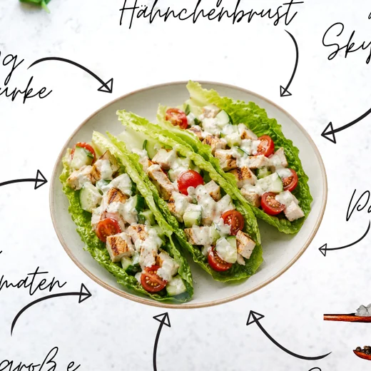 Leichte Chicken-Caesar-Salat-Tacos