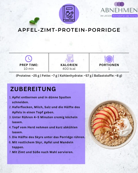 Apfel-Zimt-Protein-Porridge – Original-Rezeptkarte 2