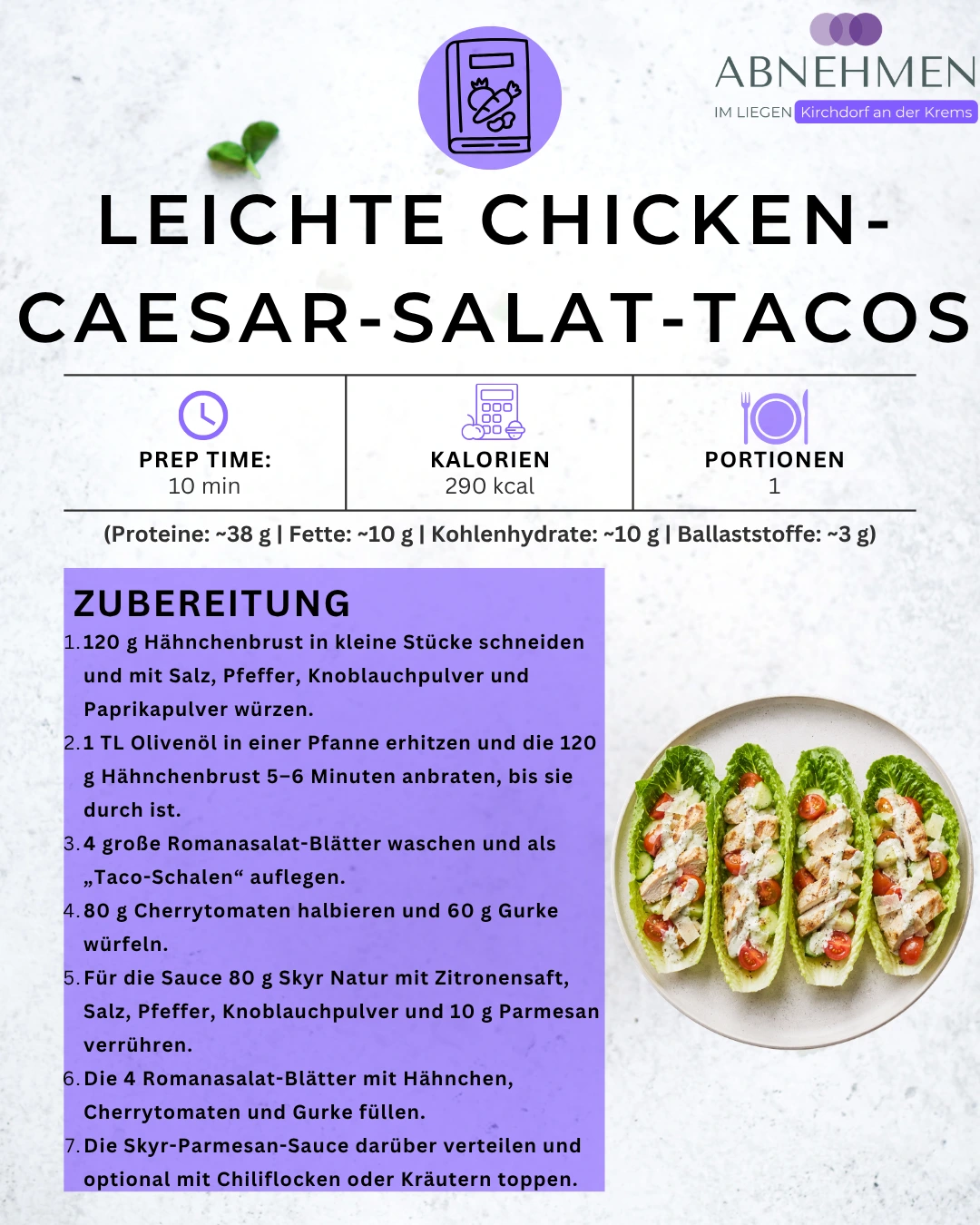 Leichte Chicken-Caesar-Salat-Tacos – Original-Rezeptkarte 2