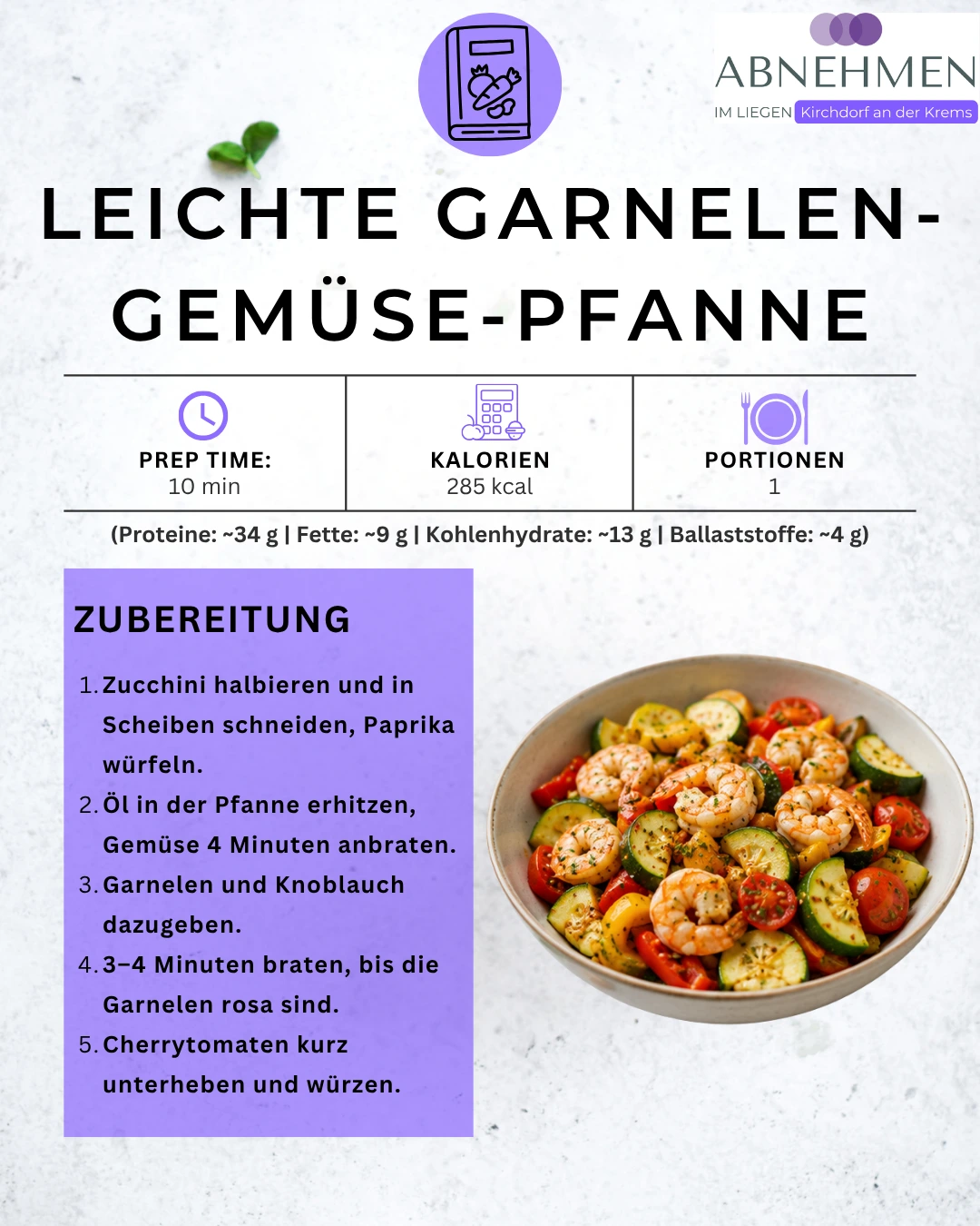 Leichte Garnelen-Gemüse-Pfanne – Original-Rezeptkarte 2