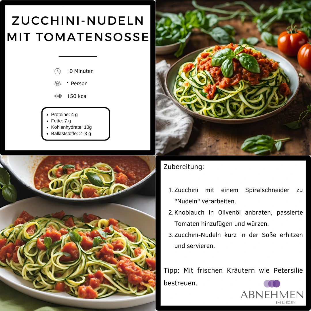 Zucchini-Nudeln mit Tomatensoße – Original-Rezeptkarte 2